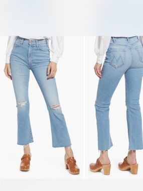 Mother Denim The Hustler Ankle Fray Thrilling Shots Light Wash High Rise Sz 27